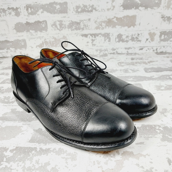 Tauer & Johnson Cap Toe Men's Lace Up Formal Black Leather Dress Shoes V529 - Picture 4 of 13